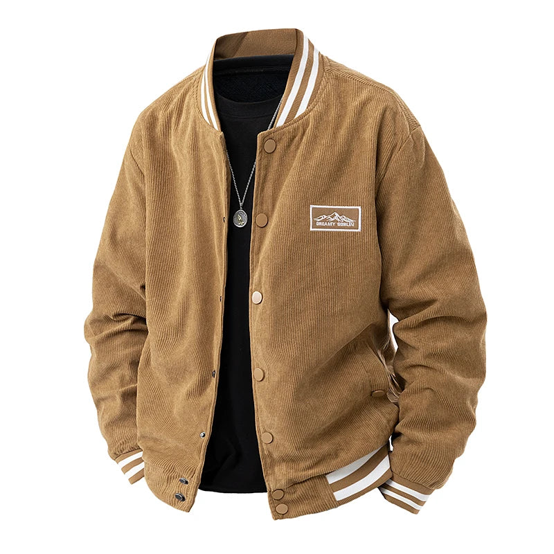 Nueva moda para hombre, chaquetas de béisbol informales para primavera y otoño, abrigos de pana Retro holgados de buena calidad para hombre, ropa para hombre talla 5XL