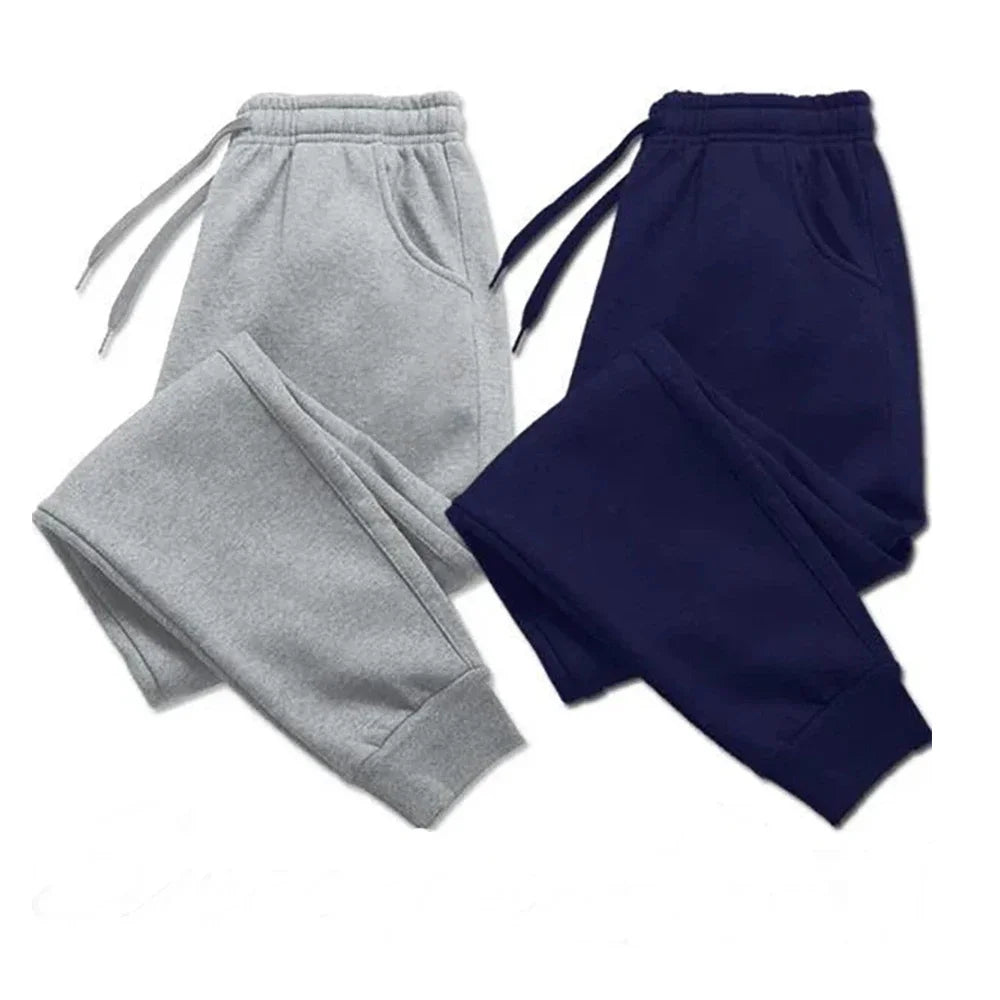 Pantalones informales para hombre, pantalones de chándal de lana para otoño e invierno, pantalones deportivos para correr para hombre, pantalones largos de entrenamiento de Color sólido a la moda