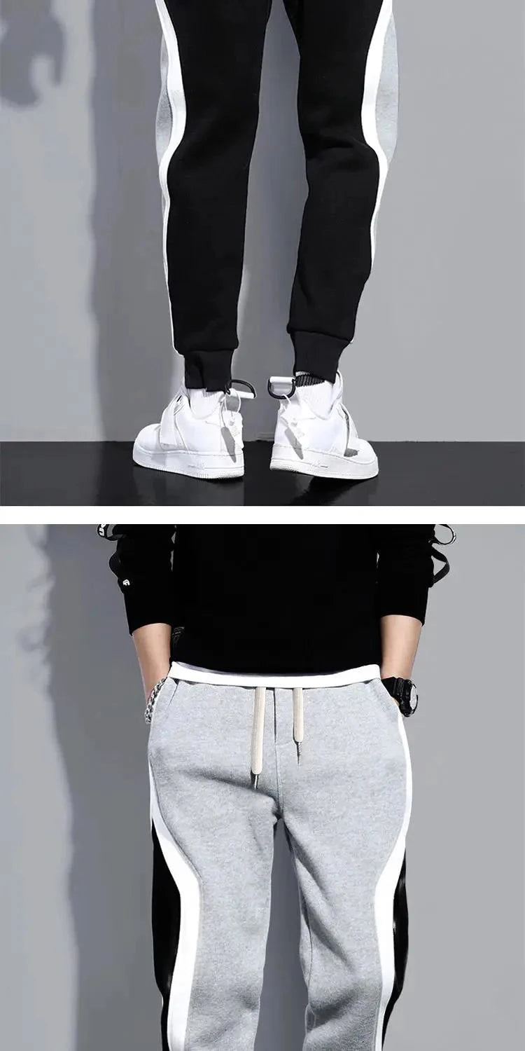 Pantalones anchos informales y sueltos para hombre, pantalones deportivos de retales de nueve puntos, cuerda elástica, transpirables, con lazo para los pies, otoño