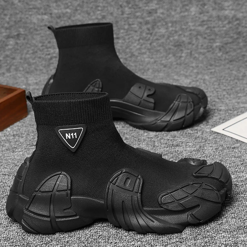 Zapatillas de deporte informales de talla grande 45, zapatos deportivos con suela de pulpo de diseñador para hombre, zapatos de gimnasio con plataforma aumentada de altura de tela de cuero de moda