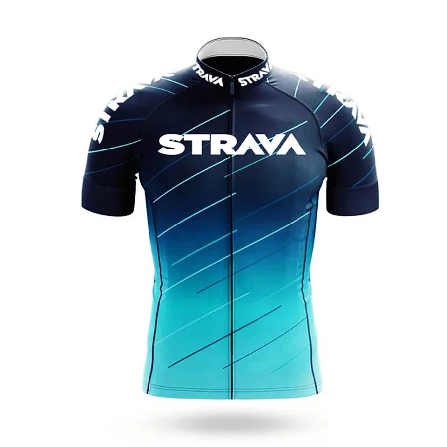 Strava-Conjunto de ciclismo para hombre, pantalones cortos para bicicleta, conjunto deportivo para bicicleta de carretera, Jersey para ciclismo de montaña, ropa transpirable de verano, uniforme profesional
