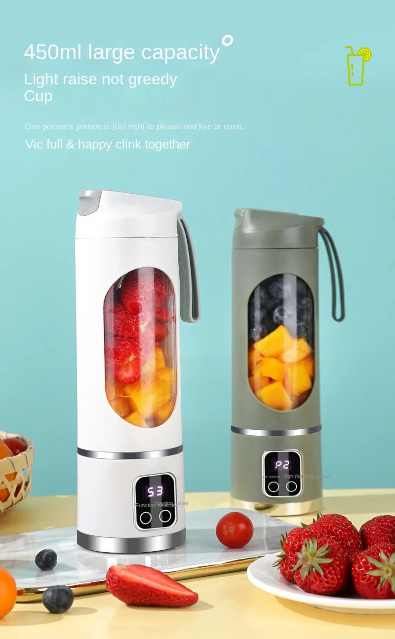 Máquina mezcladora doméstica, licuadora portátil, exprimidor eléctrico triturado con 3 velocidades, 450ML, gran capacidad, pantalla Digital, taza de jugo