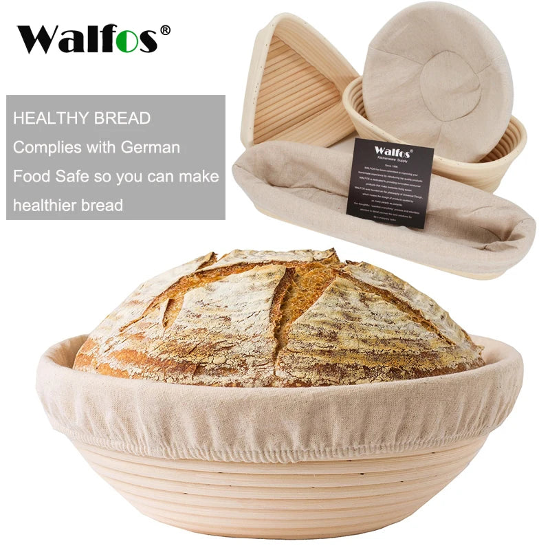 WALFOS-cesta de mimbre de fermentación de ratán Natural, cesta de masa, Baguette, cesta de pan francés, cestas de fermentación de masa, Banneton Molde de cesta de fermentación de pan