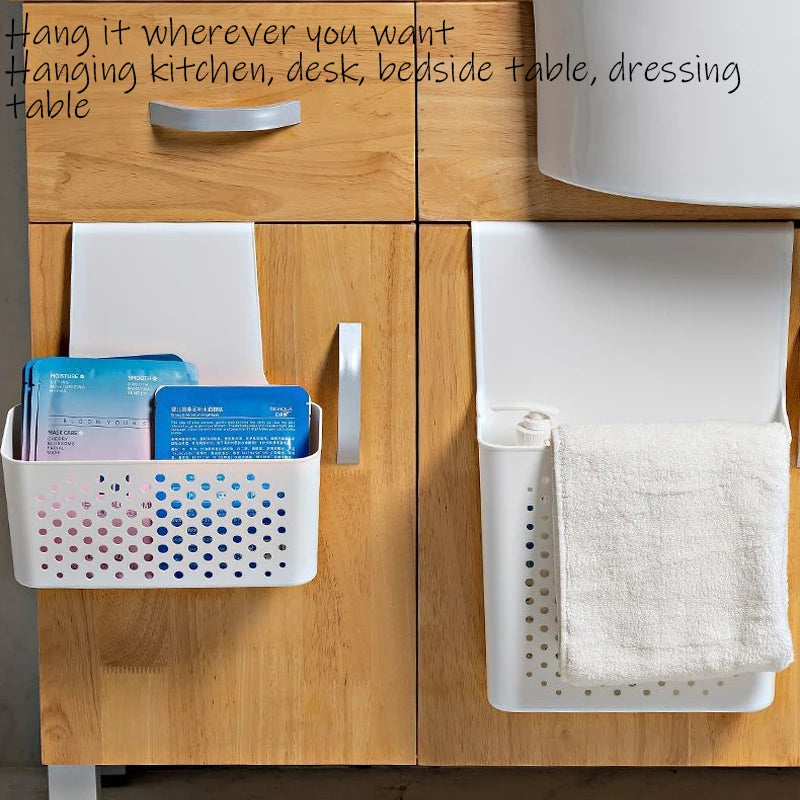 Caja de almacenamiento no perforada montada en la pared con puerta de gabinete, utilizada para cestas de almacenamiento de jengibre y ajo de cocina, almacenamiento de lavado de baño