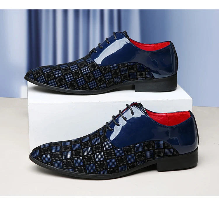 Zapatos de cuero informales rojos elegantes para hombre, zapatos de vestir con cordones y punta estrecha, zapatos formales cómodos, zapatos de vestir para hombre