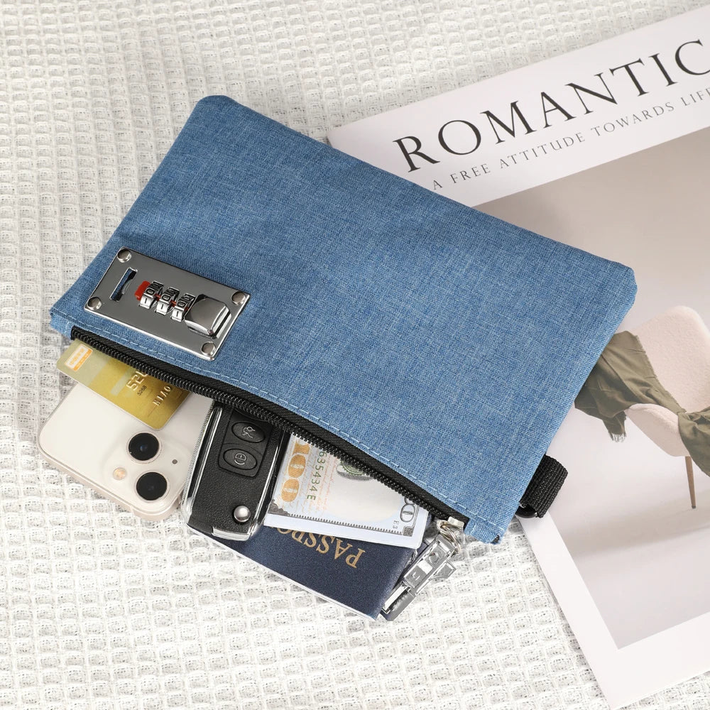 Bolsa de dinero Bolsa de depósito bancario Bolsa de medicina portátil Cartera pequeña con cerradura para monedas en efectivo