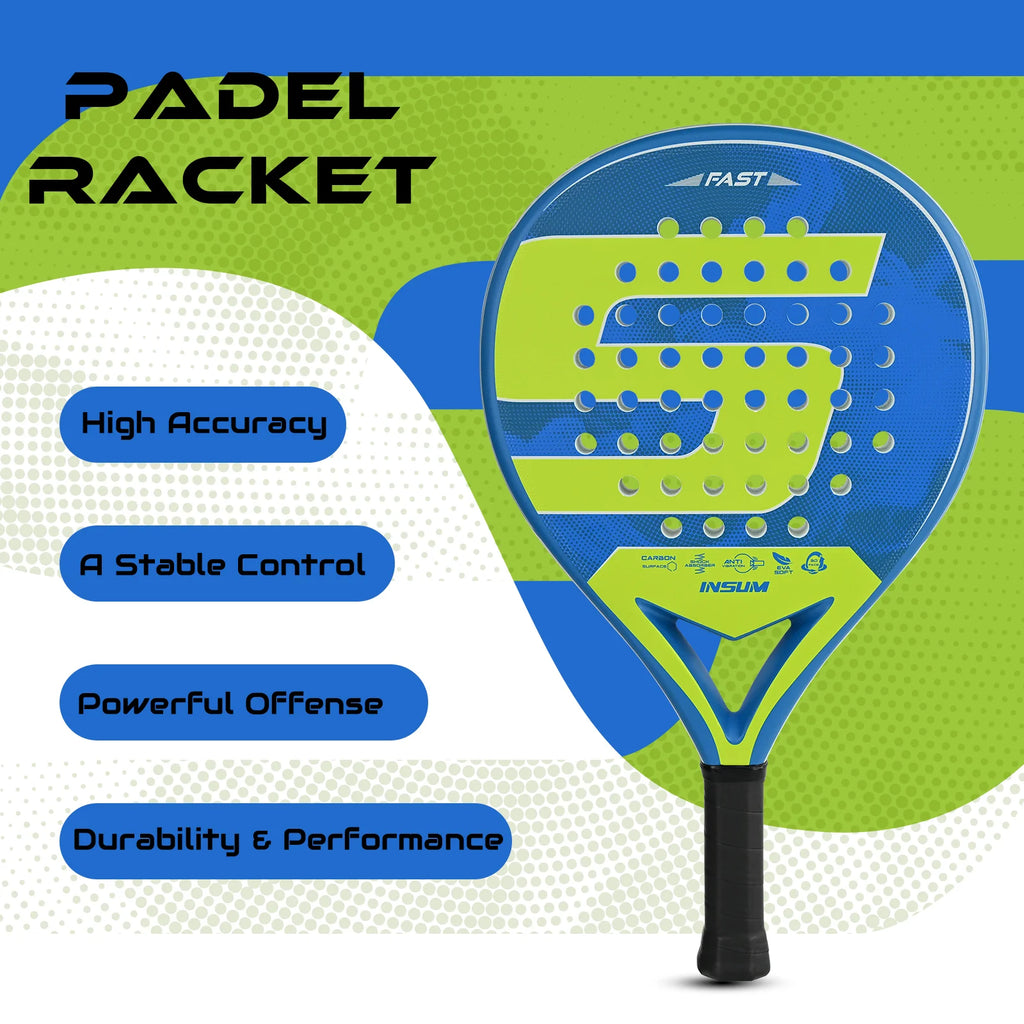 Raquetas de tenis Padel con núcleo de espuma flexible con memoria EVA y superficie de microtextura mate 3D para equipos deportivos de rendimiento mejorado