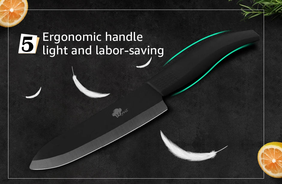 Juego de cuchillos de cerámica para cocina, pelador de frutas multiusos de 3, 4, 5 y 6 pulgadas con funda, hoja negra, cuchillo de Chef de pan