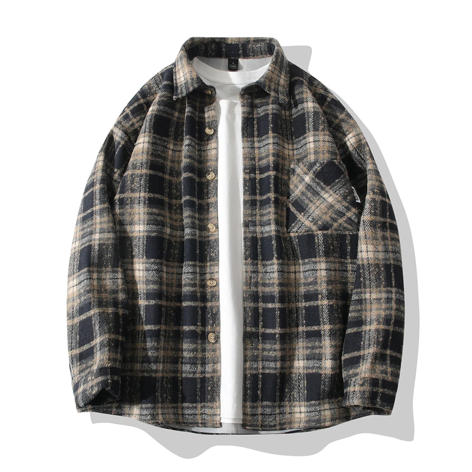 Camisa a cuadros de lana para hombre de invierno, camisa de ocio al aire libre transpirable, cómoda y a la moda, adecuada para uso diario