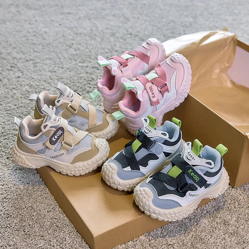 2025 nueva moda niños zapatos casuales dedos del pie antideslizantes niños niñas zapatillas de fondo suave niños tenis zapatos deportivos cómodos