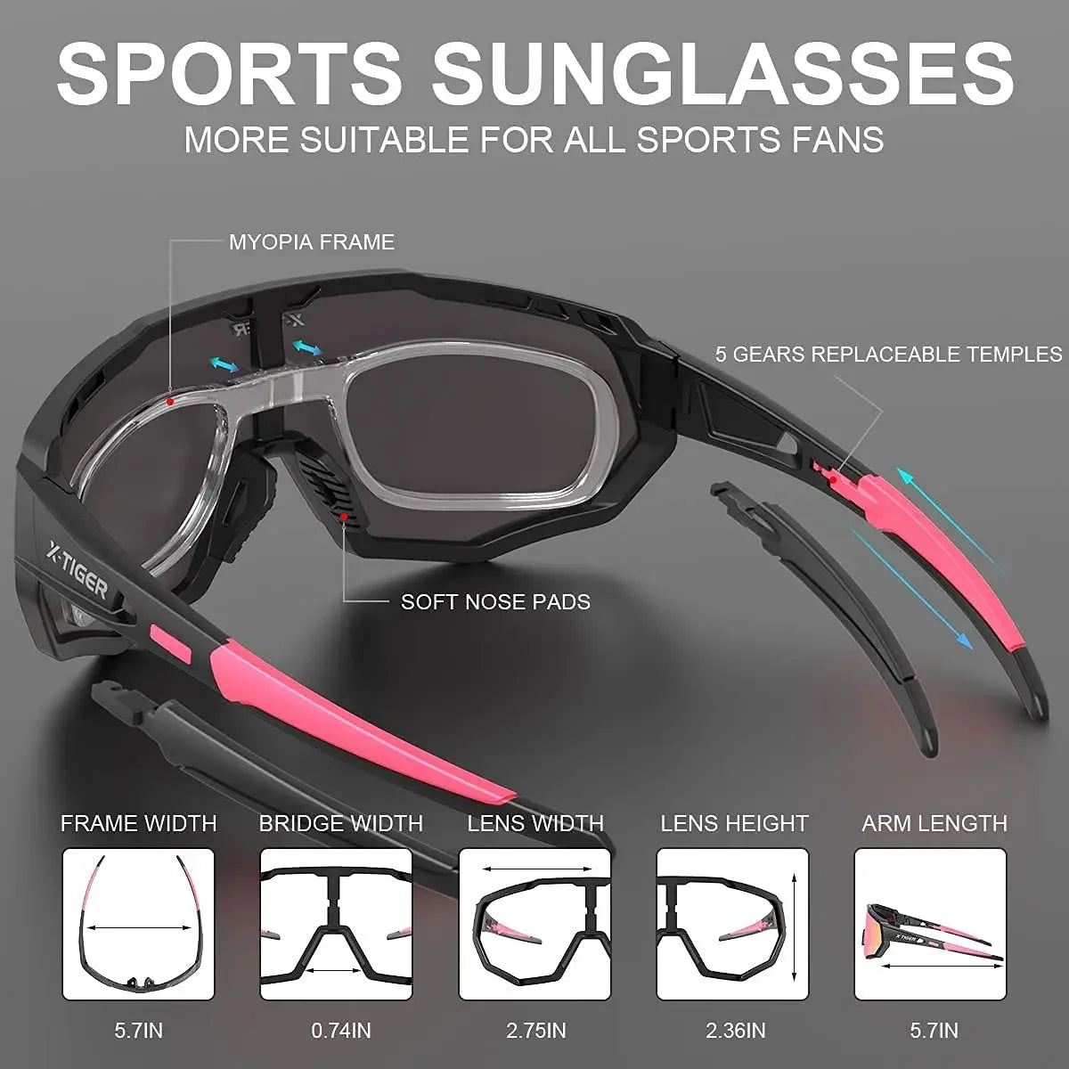 Gafas de sol polarizadas para Ciclismo de montaña para hombre y mujer, lentes de sol de X-TIGER, para carreras