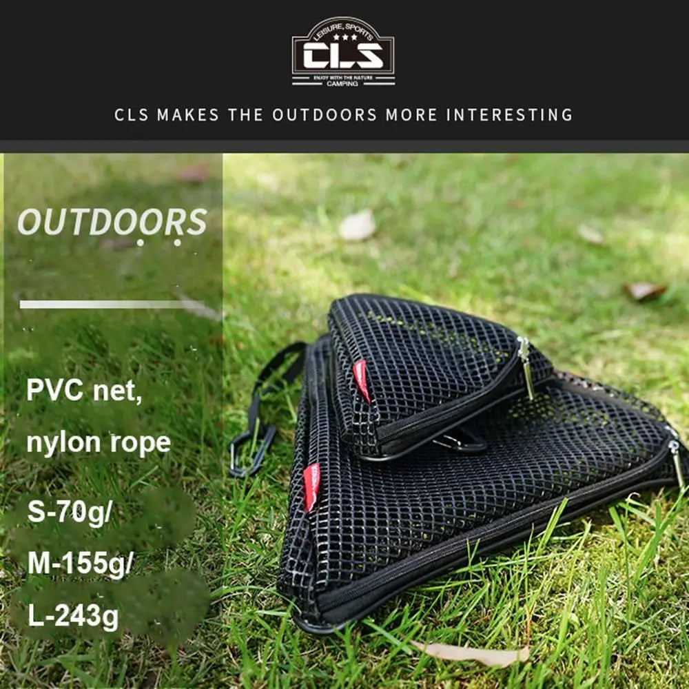 Cesta de cocina para acampar al aire libre, utensilios de cocina plegables triangulares para Picnic, red de secado, bolsa colgante de malla de almacenamiento, organizador de alimentos secos para Picnic