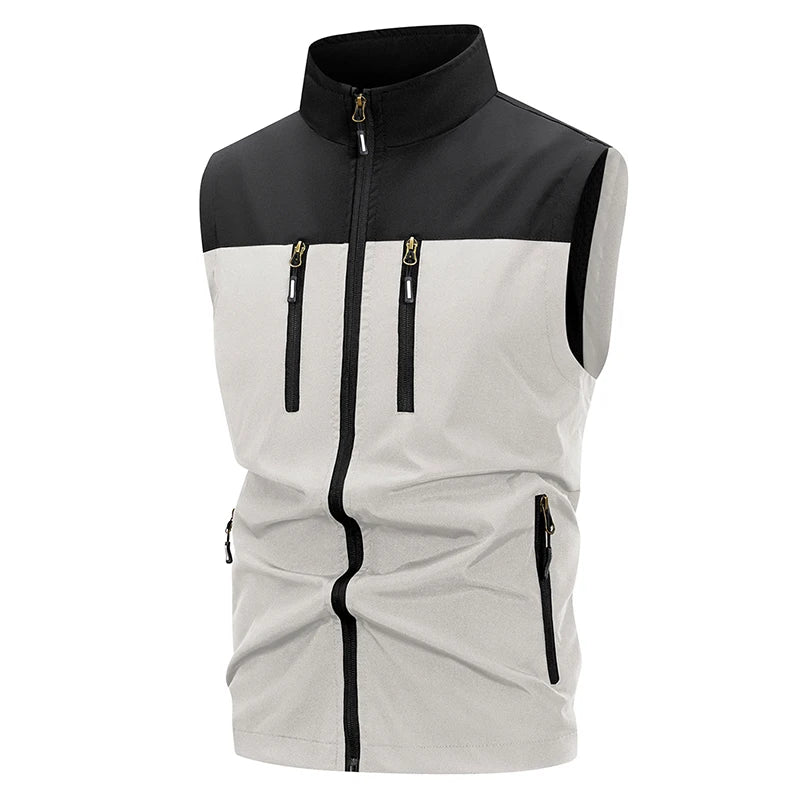 Chaleco Softshell ligero para hombre con bolsillos con cremallera, chaqueta sin mangas a prueba de viento para senderismo, Golf, prendas de vestir al aire libre, cortavientos