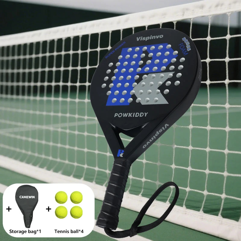 Raqueta de tenis POWKIDDY |   Raqueta de padel, hecha de material de fibra de carbono ultraligero, con fuerte elasticidad y buena calidad