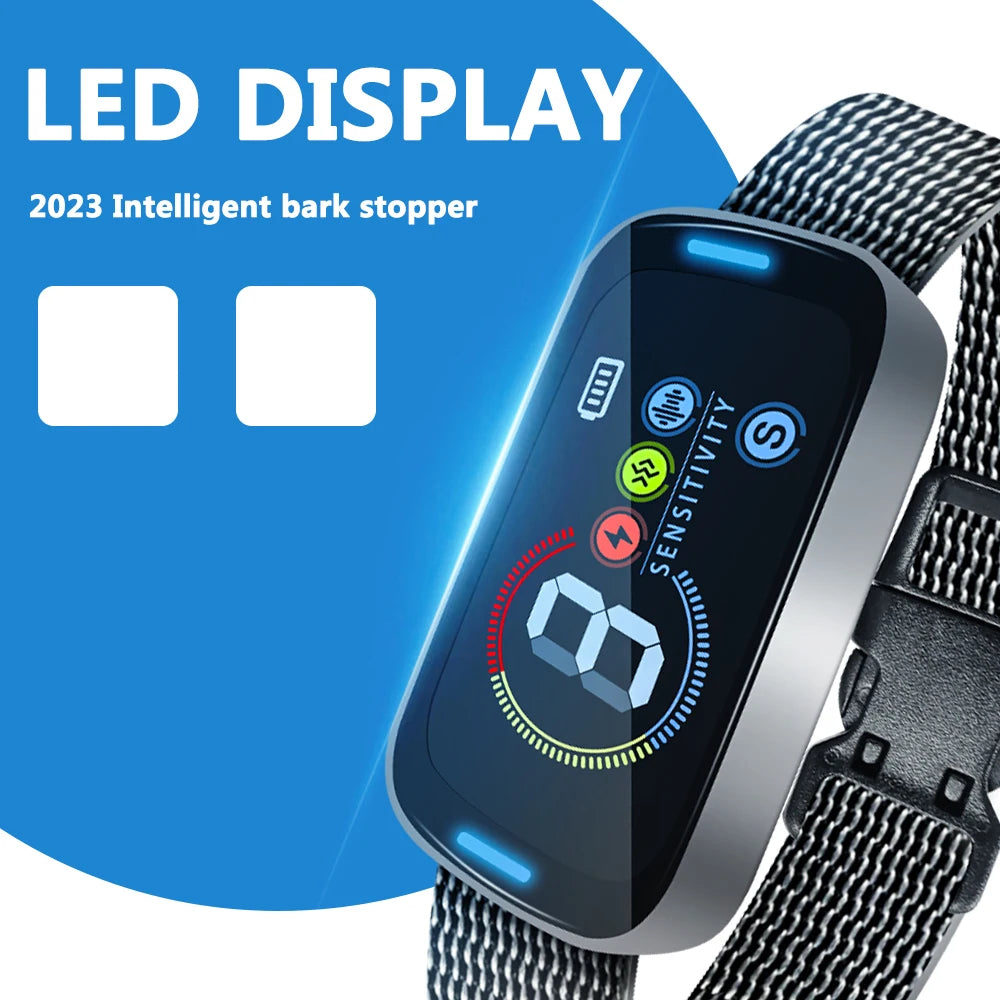 Collar de ladridos para perros, Collar contra la oscuridad para perros grandes, medianos y pequeños, Collar de ladridos inteligente, Collar de entrenamiento antiladridos recargable con 8 ajustes