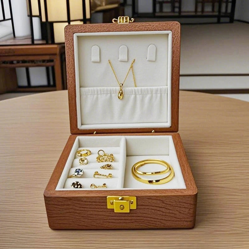 Caja de joyería de madera, pulseras de lujo, anillos, caja expositora, collares, pendientes, escaparate, baratija de mujer, Estuches de almacenamiento de joyería