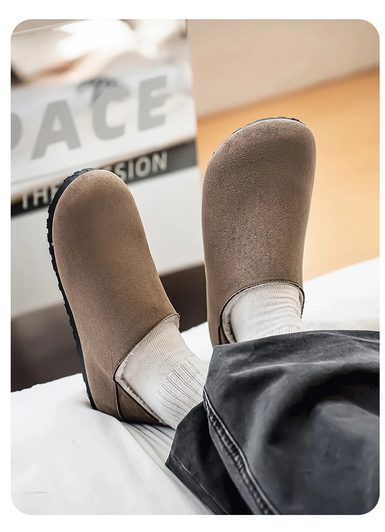 2025 zuecos de moda, zapatillas para hombre, zapatillas planas informales para exteriores, cómodas zapatillas de gamuza de suela gruesa, zapatos de playa antideslizantes para mujer