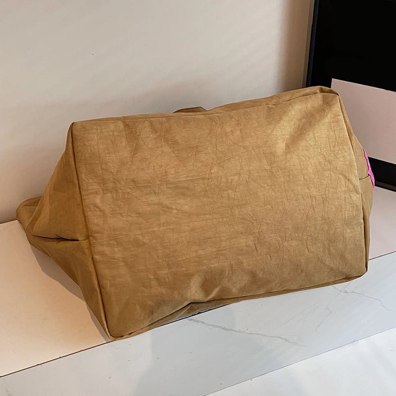 Bolso de mano popular de color sólido, moderno y sencillo, de gran capacidad, con letras bordadas informales personalizadas y multifuncionales