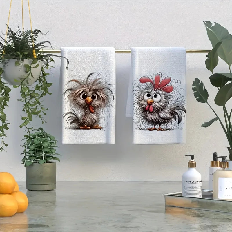 Paquete de 2 paños de limpieza para el hogar divertidos con forma de animal, estropajos, paños de cocina, paños de té y manteles individuales, utilizados para lavar y secar artículos para el hogar, paños de secado suave