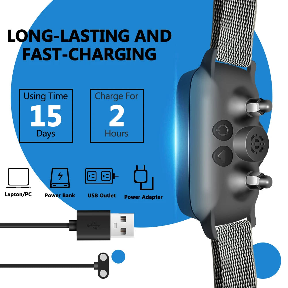 Collar de ladridos para perros, Collar contra la oscuridad para perros grandes, medianos y pequeños, Collar de ladridos inteligente, Collar de entrenamiento antiladridos recargable con 8 ajustes