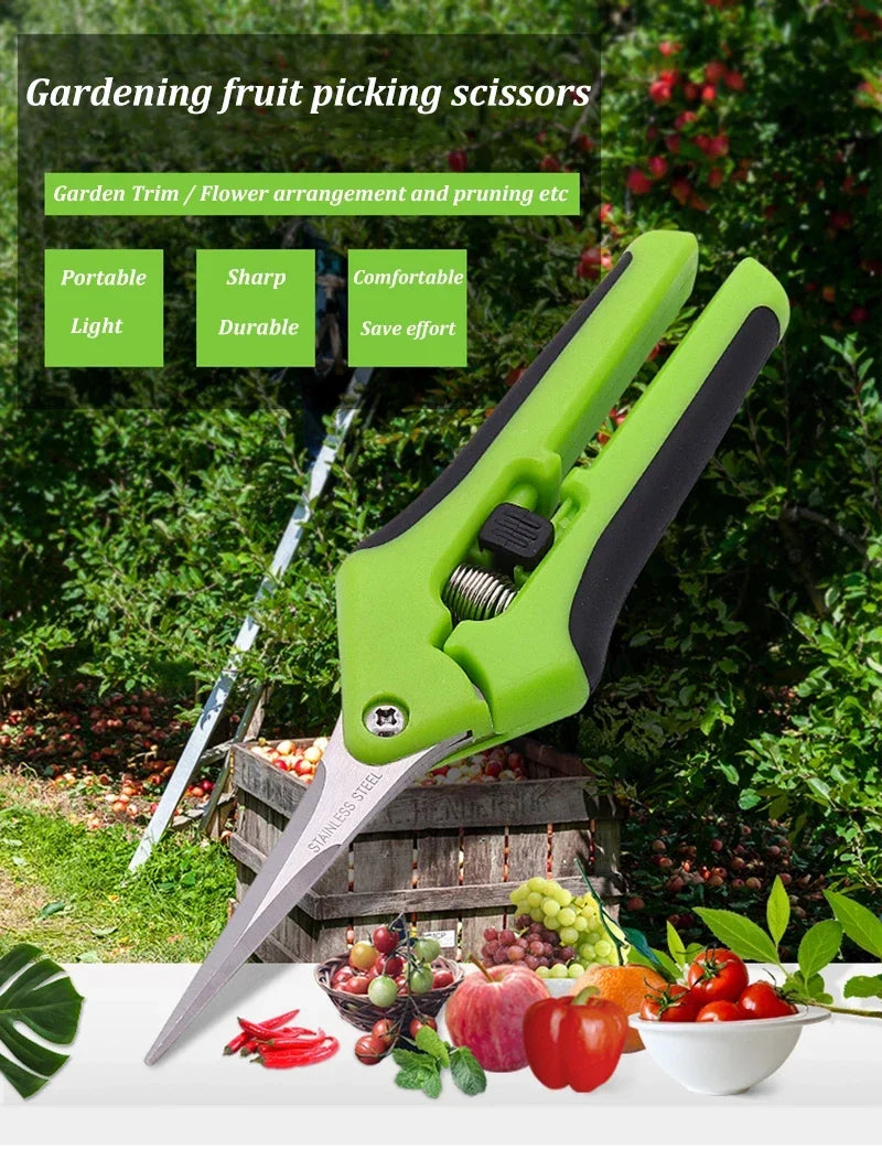 Tijeras de jardín para plantas en maceta, podadora de bonsái, tijeras de podar de flores para jardinería, recolector de frutas, huerto de granja disponible de acero inoxidable