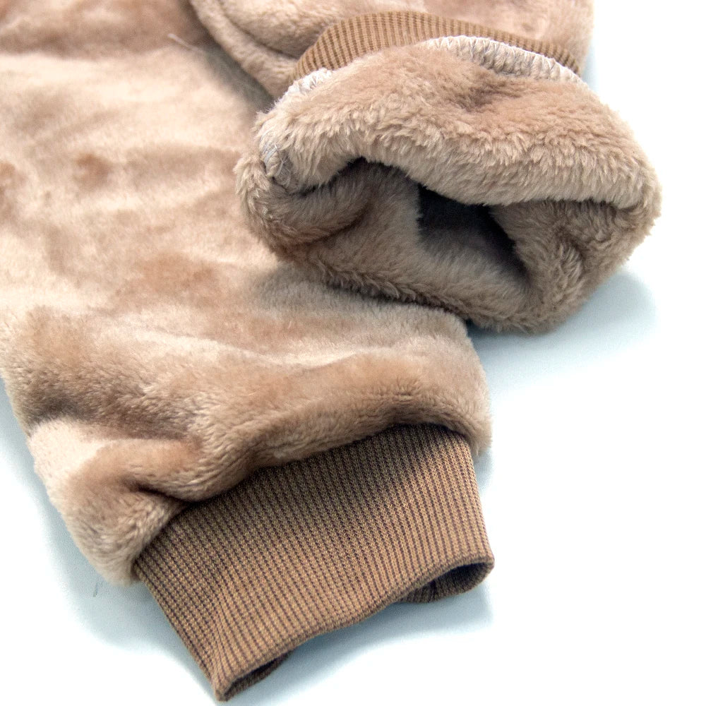 Ropa de invierno para niños, conjunto de pijamas de conejo de dibujos animados de otoño para niñas y niños, conjuntos de 2 uds de forro polar de franela gruesa, ropa de dormir cálida para niños