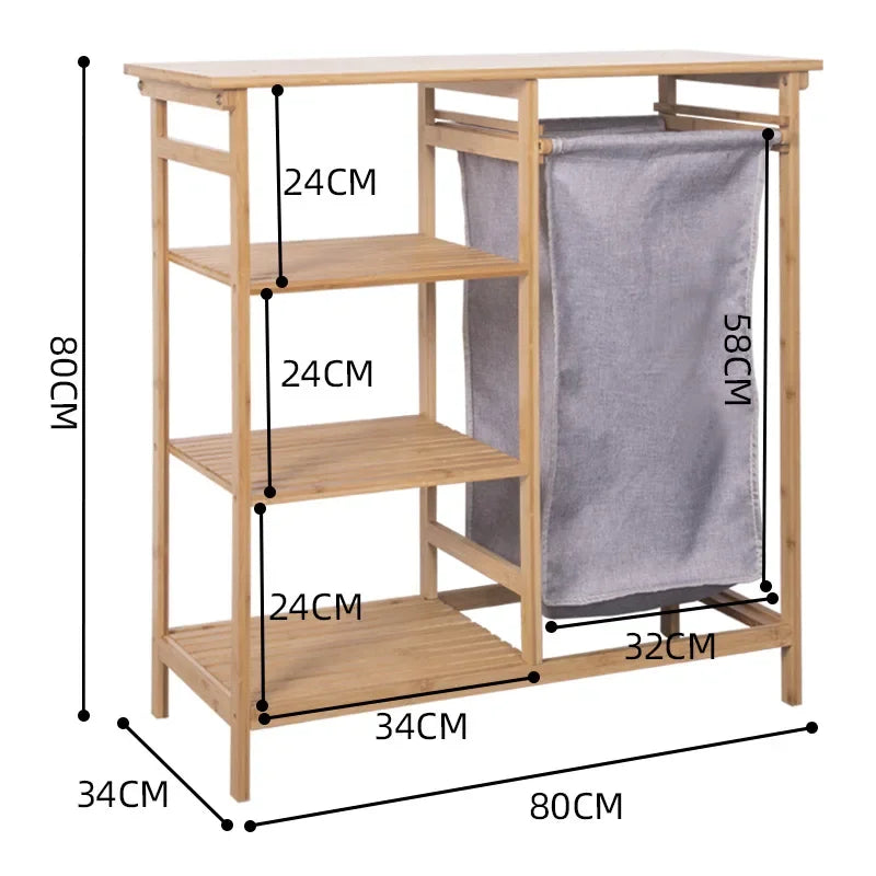 Cesta de lavandería multifuncional de tela de bambú, estante de almacenamiento ordenado para dormitorio, sala de estar, solución organizadora de baño