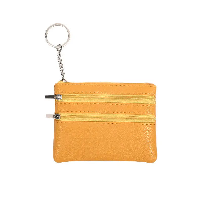 Monedero de cuero PU a la moda, cartera pequeña para mujer, monederos de cambio, Mini bolsas de dinero con cremallera, billeteras de bolsillo para niños, llavero