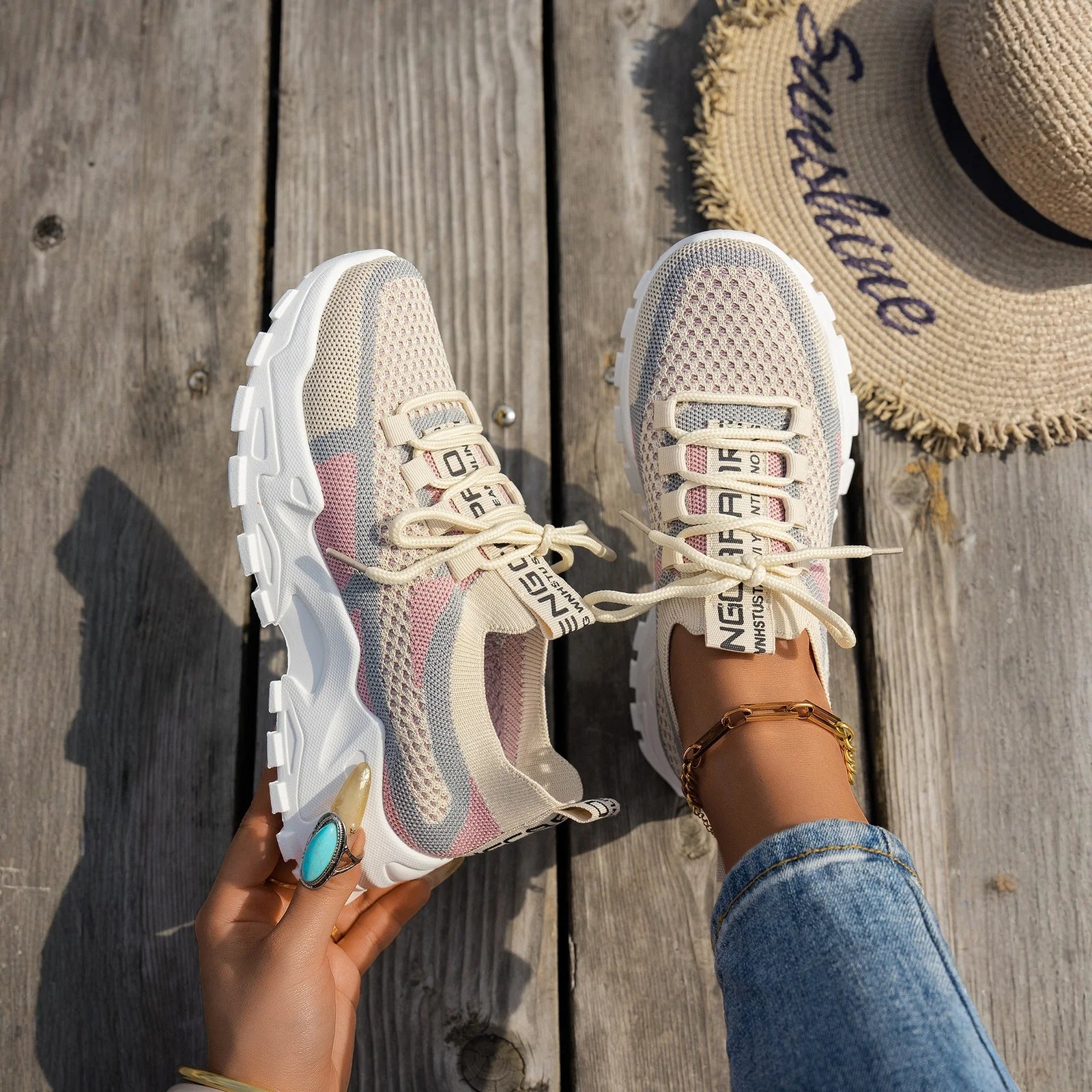 Zapatos De Mujer verano 2025 nuevas cuatro estaciones versátiles finos Zapatos informales transpirables grandes zapatillas De deporte De moda Mujer Zapatos De Mujer