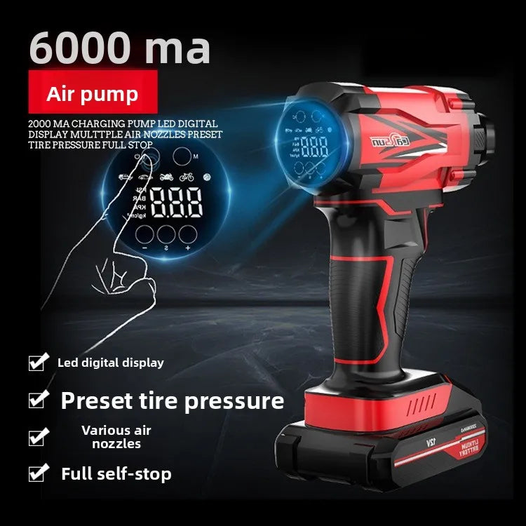 Bomba de aire inalámbrica para coche, bomba de aire para coche, carga y parada automática, práctica bomba de aire portátil para neumáticos de coche