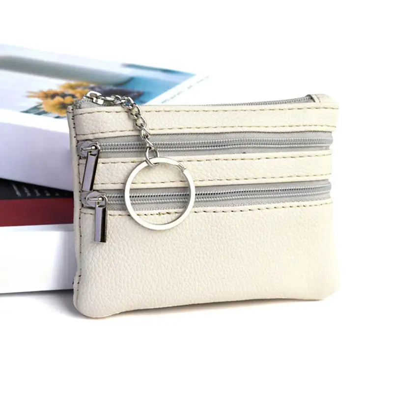 Monedero de cuero PU a la moda, cartera pequeña para mujer, monederos de cambio, Mini bolsas de dinero con cremallera, billeteras de bolsillo para niños, llavero