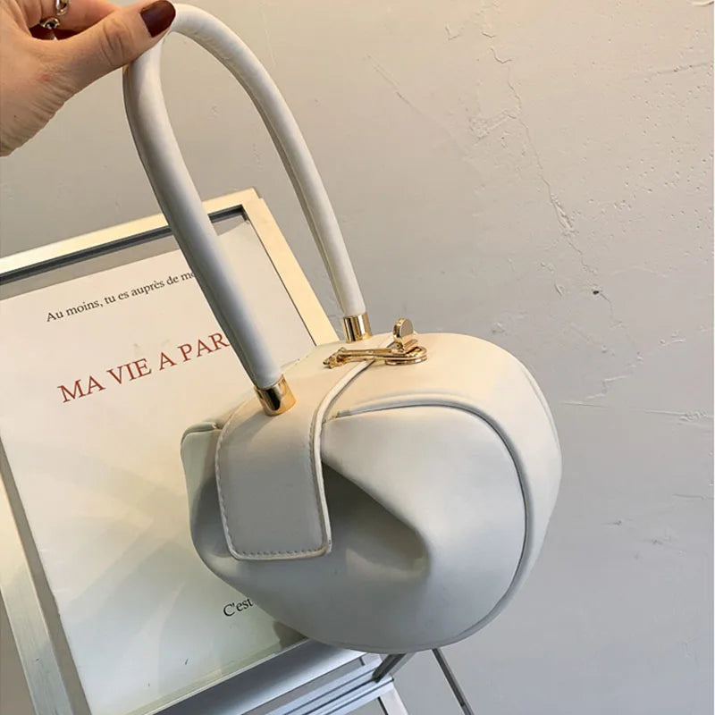 Bolso de mano con bola redonda para mujer, bolso de bolos de diseñador de marca, Mini bolsos de hombro de cuero PU, bolso de lujo para mujer, bolso para axila a la moda