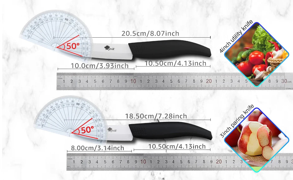 Juego de cuchillos de cerámica para cocina, pelador de frutas multiusos de 3, 4, 5 y 6 pulgadas con funda, hoja negra, cuchillo de Chef de pan