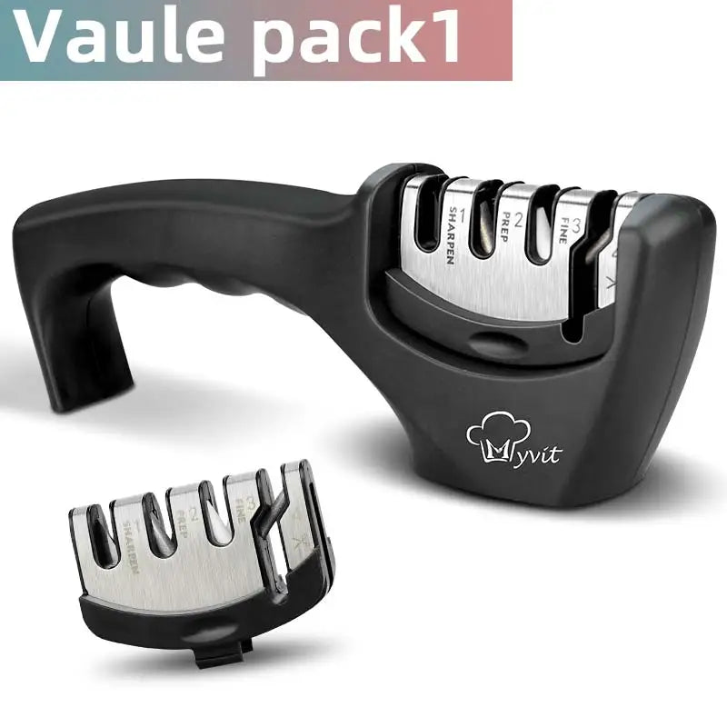 Afilador de cuchillos 4 en 1 con revestimiento de diamante y varilla fina, tijeras, sistema de afilado, cuchillas de acero inoxidable