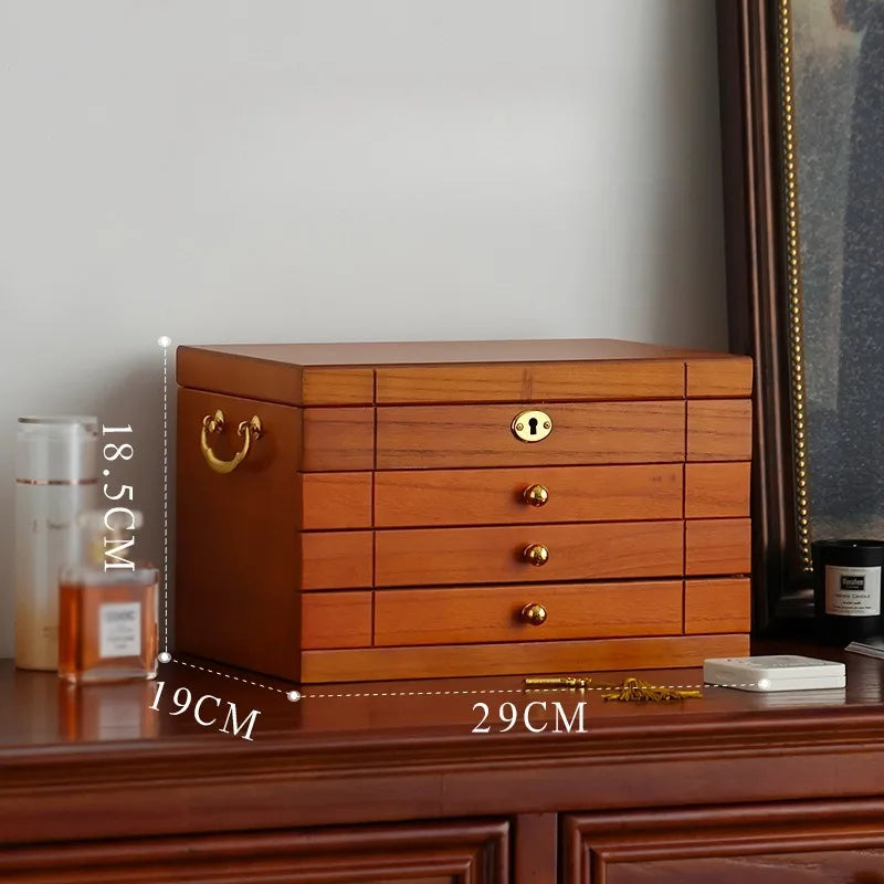 Caja de almacenamiento de joyería de madera de nogal, cajas de mano para pulseras y pendientes, estuche de exposición para collares, organizador grande, Estuches para joyería