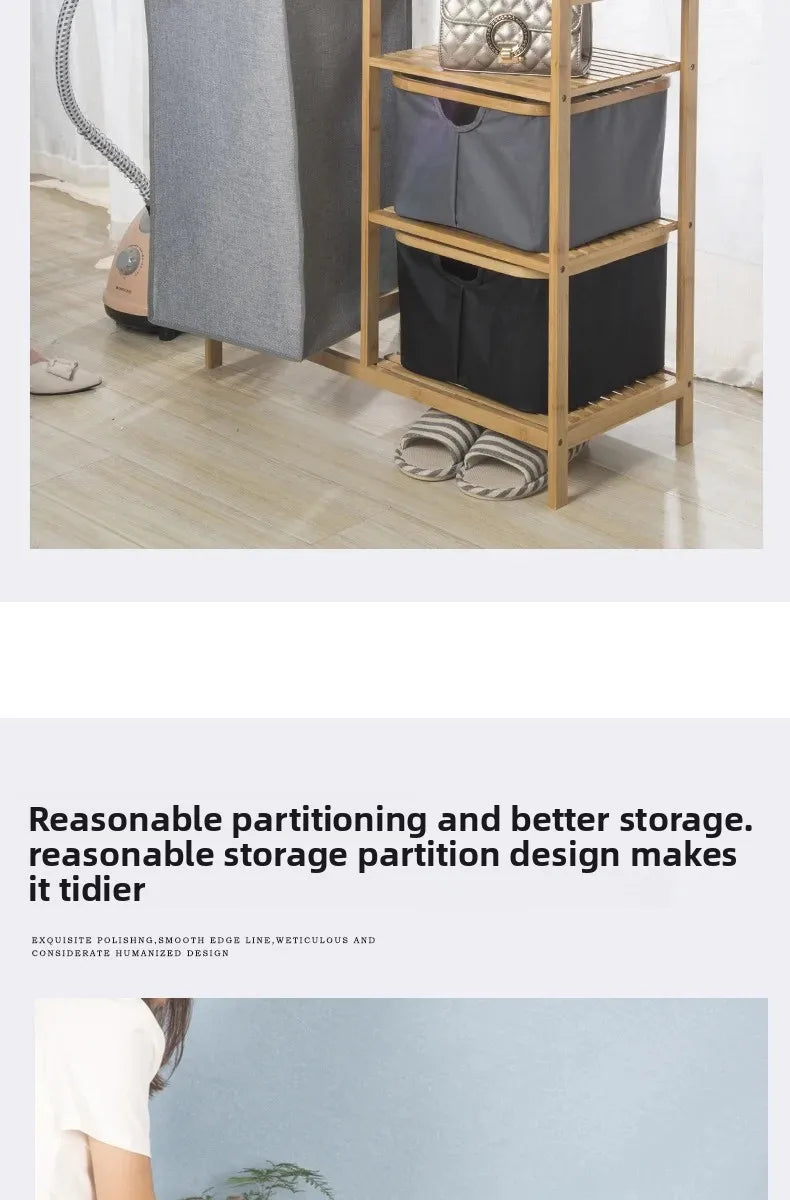 Cesta de lavandería multifuncional de tela de bambú, estante de almacenamiento ordenado para dormitorio, sala de estar, solución organizadora de baño