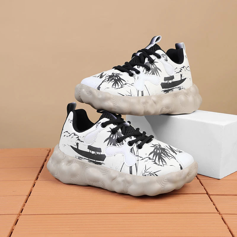 Zapatos para Hombre, Nuevas Zapatillas Deportivas Beige de Caña Alta, Zapatos Gruesos para Hombre, Aumentan la Estatura, Moda Casual, Tallas Grandes, Zapatos de Tenis con Amortiguación