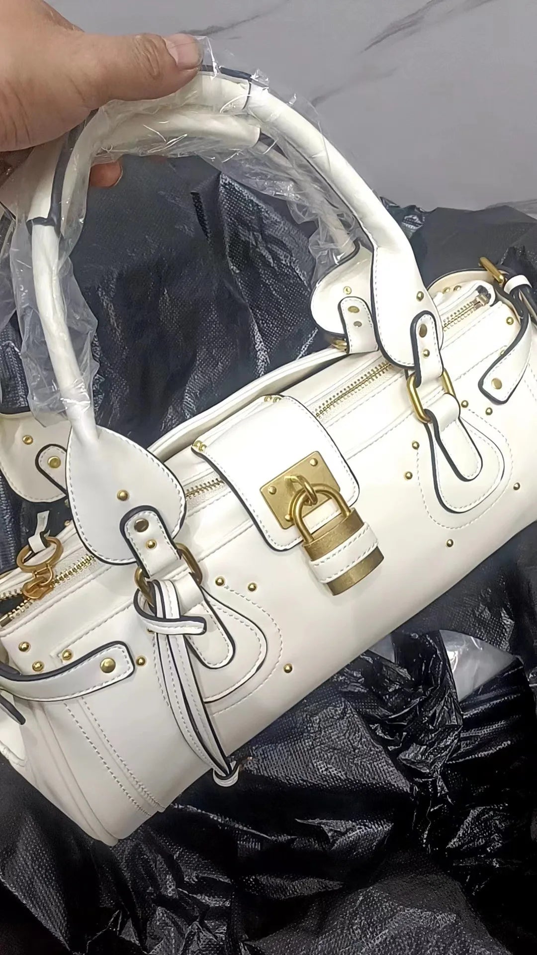 Bolso con Cabeza de Candado Retro, Bolso con Almohada con Remaches, Bolso de Chica Estilo Millennium, Bolso Cruzado para Ir al Trabajo