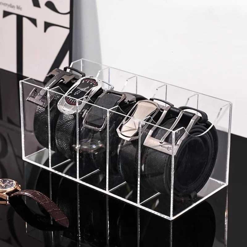 Cajas organizadoras de cinturón de rejilla 3/5/7, soporte de almacenamiento de cinturón acrílico para armario, vitrina para corbata, pajarita, estante de almacenamiento y exhibición para cinturón