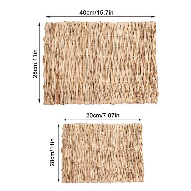 Estera de hierba de conejo para conejos, estera de heno tejida de animales pequeños, ropa de cama de paja Natural, estera de jaula de descanso para conejillo de indias, Chinchilla, hámster y rata