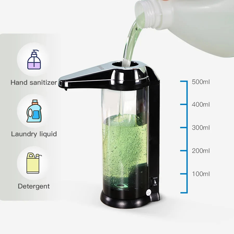 Dispensador automático de jabón líquido SVAVO de 500ml para lavarse las manos, dispensador de jabón líquido para cocina y baño, dispensador inteligente para jabón