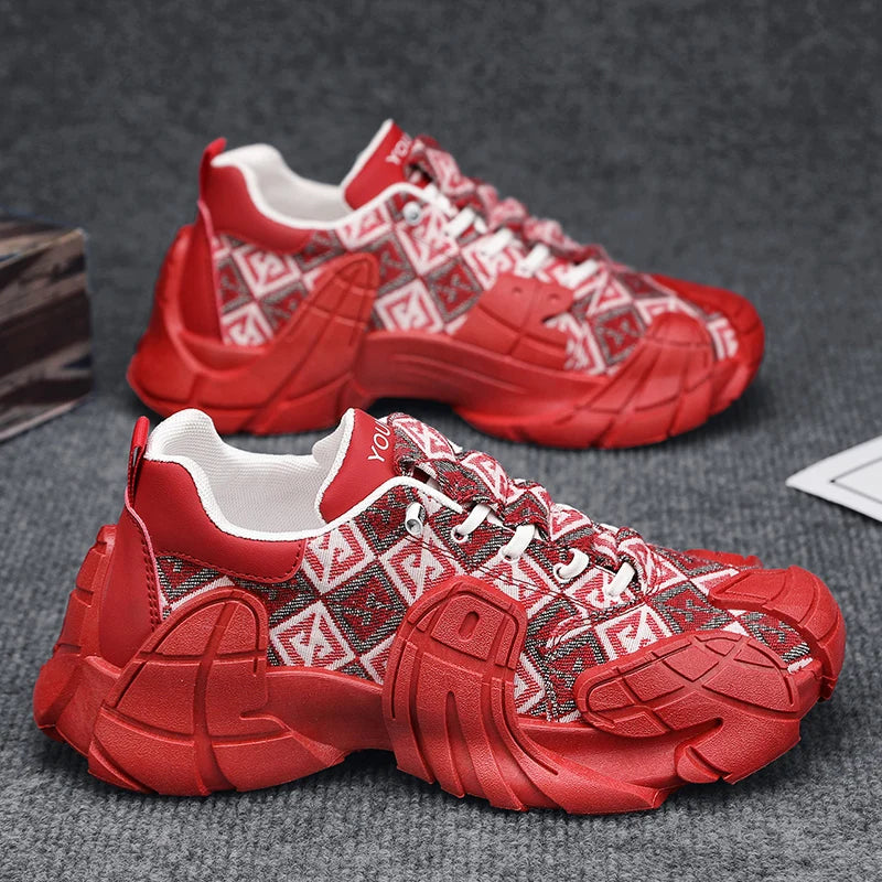 Zapatillas de deporte informales de talla grande 45, zapatos deportivos con suela de pulpo de diseñador para hombre, zapatos de gimnasio con plataforma aumentada de altura de tela de cuero de moda