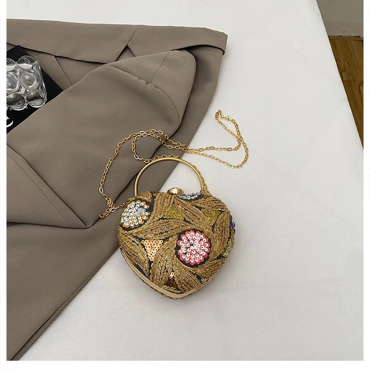 Bolso de mano para mujer 2026Nuevos bolsos de hombro con lentejuelas a la moda europea y americana, bolso de noche de mano Retro para celebridades de Internet