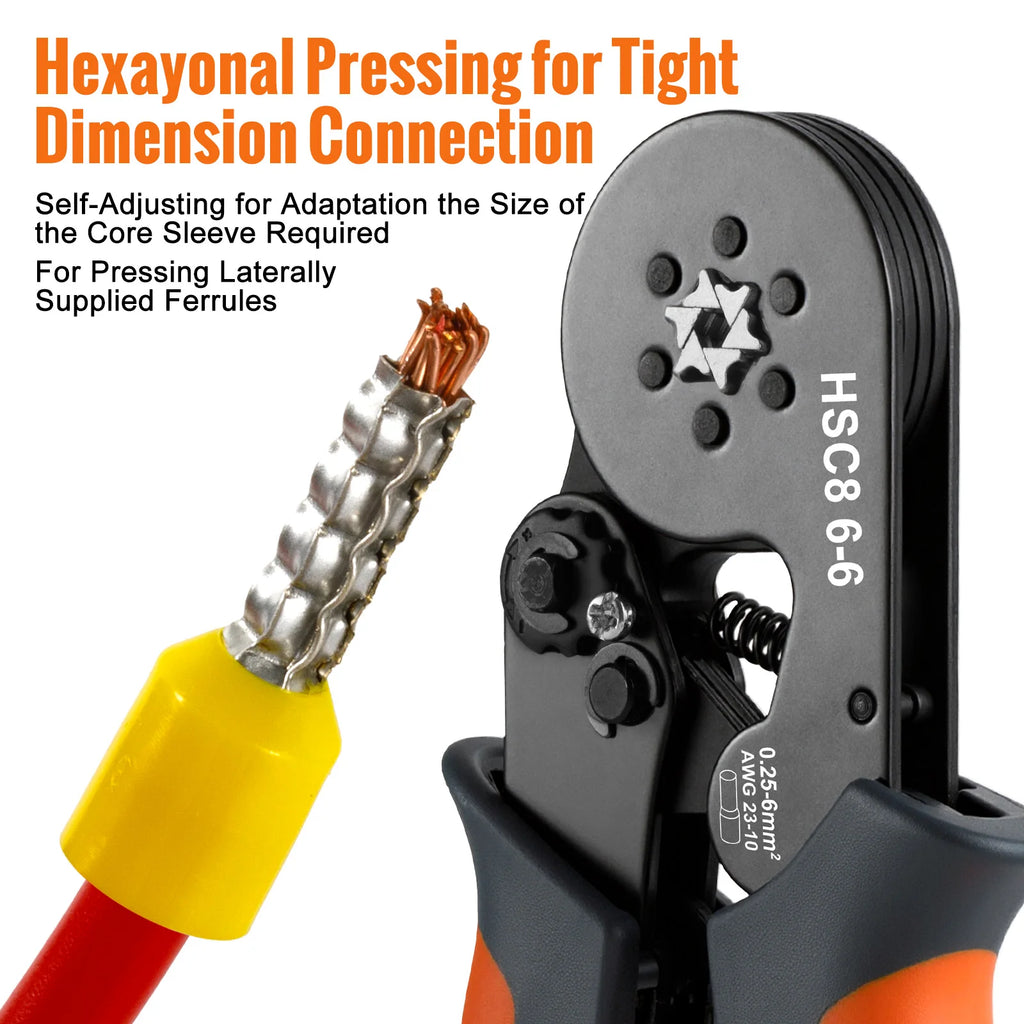 Kit de herramientas para engarzar virolas con terminales de casquillos, engarzadora de cables de trinquete autoajustable WOZOBUY para conectores de cables eléctricos