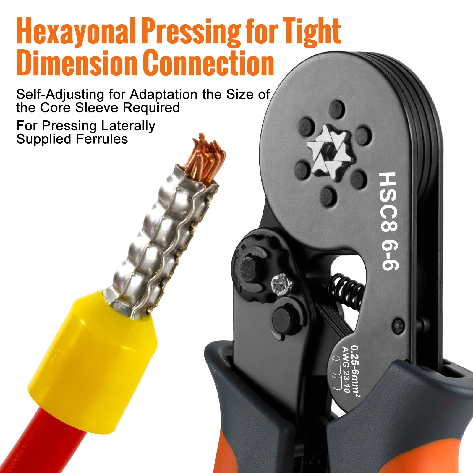 Kit de herramientas para engarzar virolas con terminales de casquillos, engarzadora de cables de trinquete autoajustable WOZOBUY para conectores de cables eléctricos