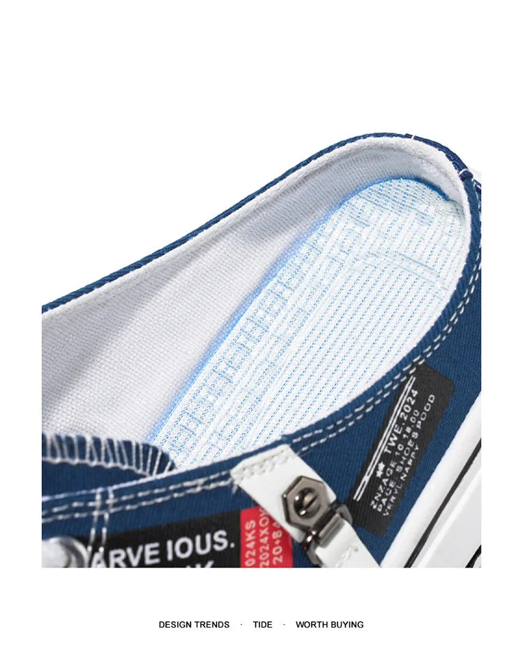 Zapatillas deportivas para hombre, zapatillas de lona transpirables con punta cerrada, mocasines a la moda para hombre, Zapatos para caminar al aire libre 2025, Zapatos de hombre