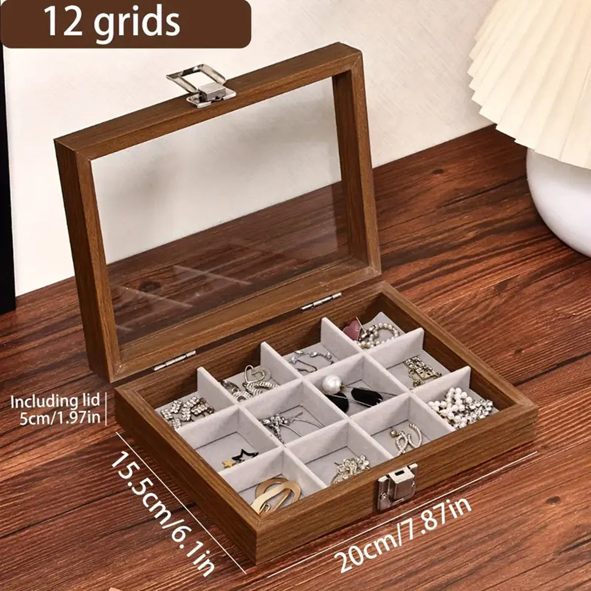 1 unidad, caja de almacenamiento de joyería Vintage, joyero cubierto, caja de anillos, pendientes, pulseras, collares, caja de presentación de madera maciza