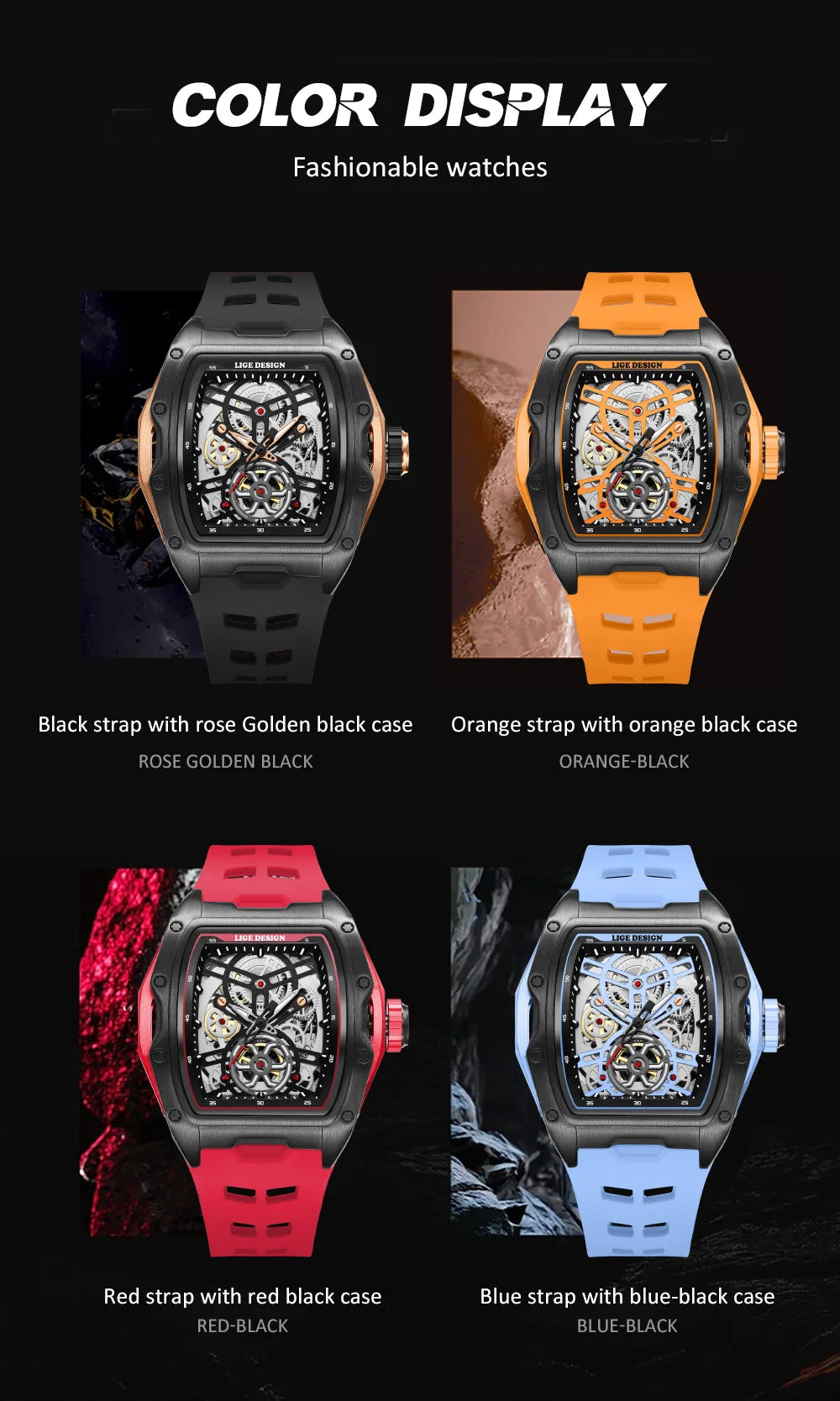 Reloj LIGE 2026 Nuevo de Lujo para Hombre, Deportivo, Automático, Mecánico, con Correa, Reloj de Pulsera Masculino