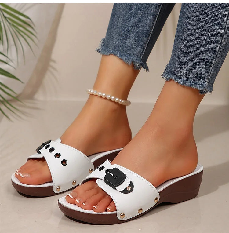 Sandalias de moda, zapatos de verano para mujer, zapatos de cuña para mujer, sandalias suaves para mujer, calzado deslizante para exteriores, zapatos de mujer