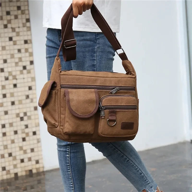 Bolsos de hombro de lona para hombre, bolso cruzado informal de viaje para hombre, bolsos de mensajero de lujo, bolso de mano de alta calidad a la moda